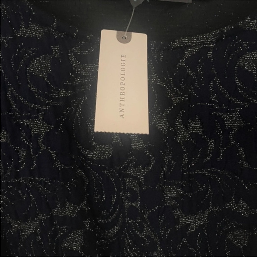 Eva Franco by Anthropologie Navy and silver Patterned Blouse size XS - Picture 2 of 5